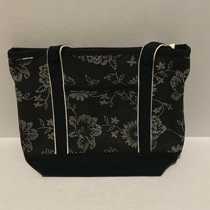 Lands’ End, medium-size, black floral tote